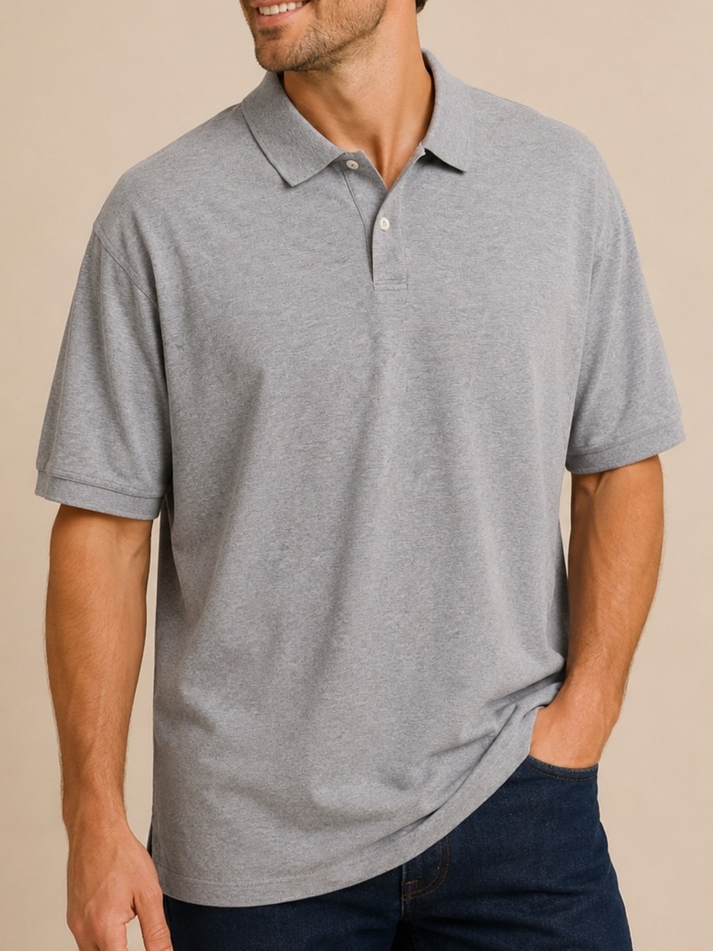 Amazon Essentials Men's Heather Grey Polo Shirt